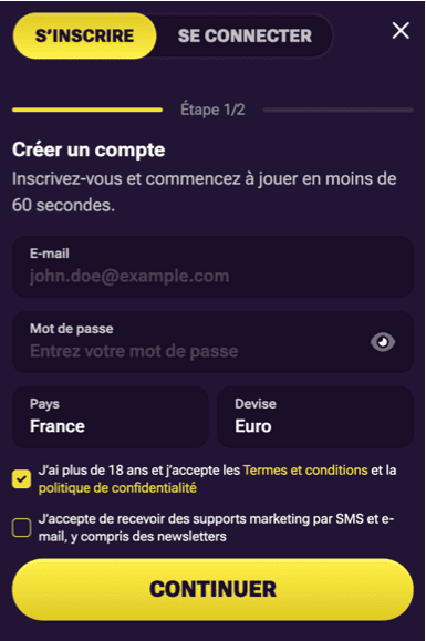 S&rsquo;inscrire Priv&eacute; casino